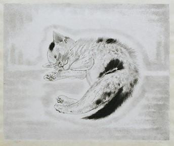 Léonard Tsuguharu Foujita - Les chats : Chaton endormi